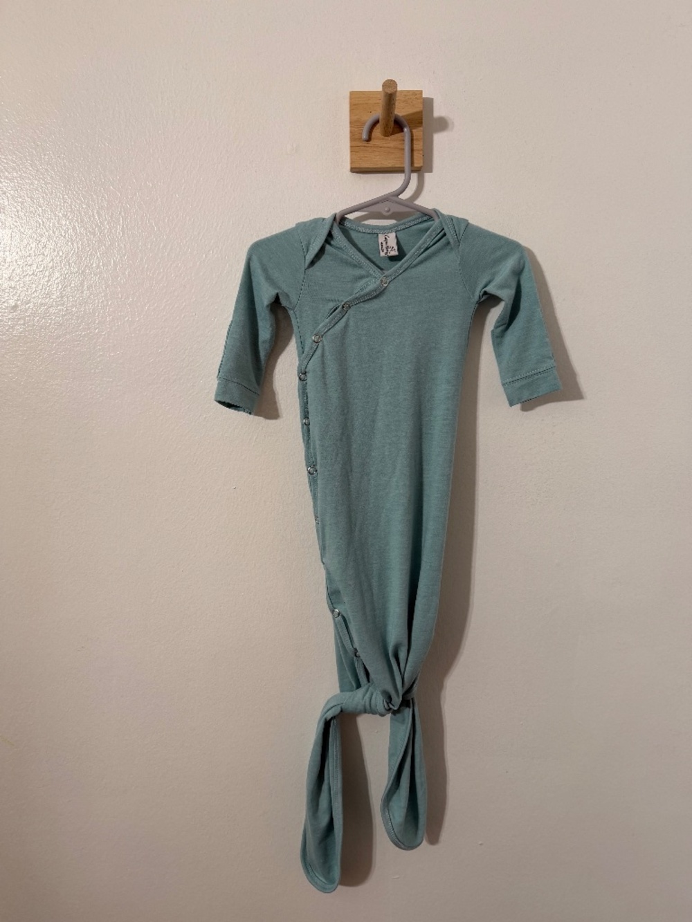 Copper Pearl Newborn Blue Solid Cotton Knit Long Sleeve Snap Gown Sleepwear
